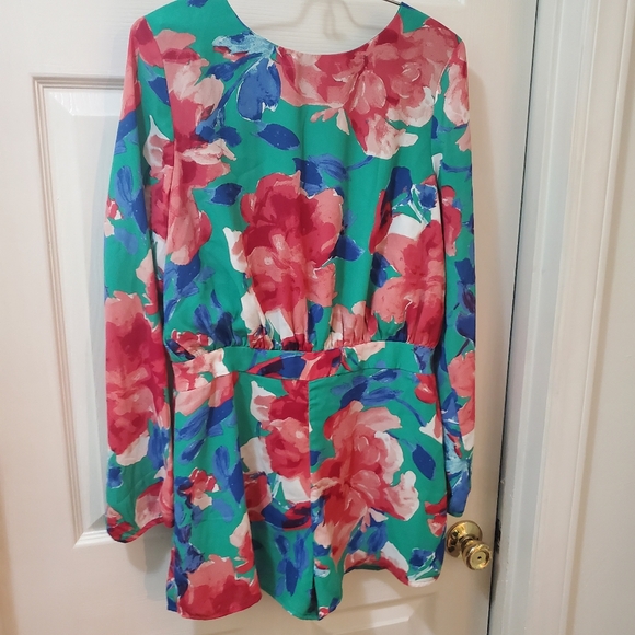 Lulus Sweetest Song Green Floral Print Backless Long Sleeve Romper - Picture 3 of 13